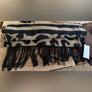 Rebecca Minkoff Black and Tan Leopard Scarf wrap NWT